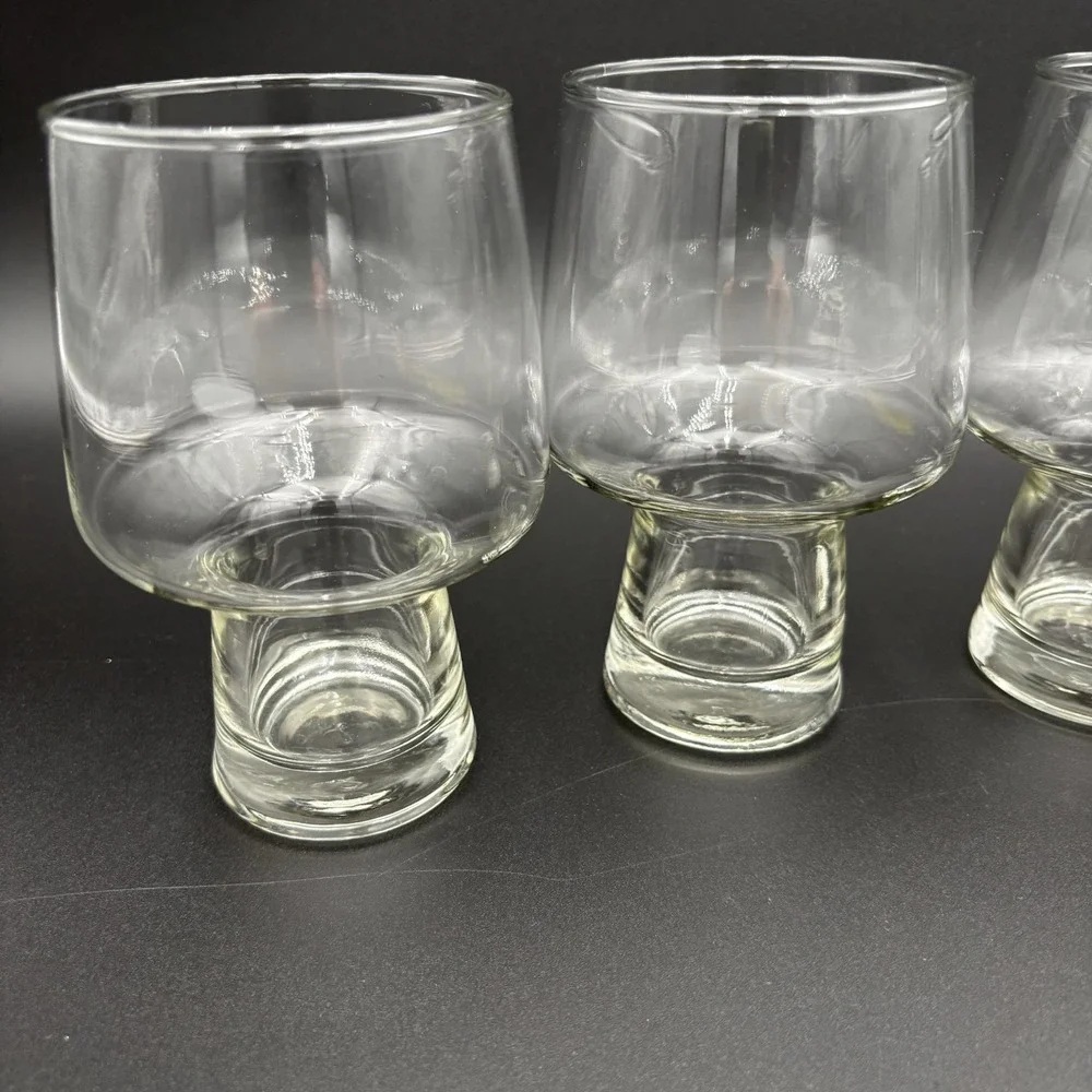 Set Of 4 Libbey Clear Accent Steiner Beer Stout Glasses Hollow Stem 16oz Vintage